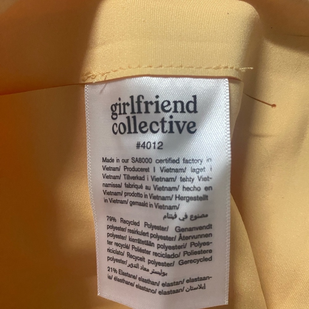 girlfriend collective Soft Butter Yellow Yoga Activewear Gym cropped Leggings - Picture 4 of 6